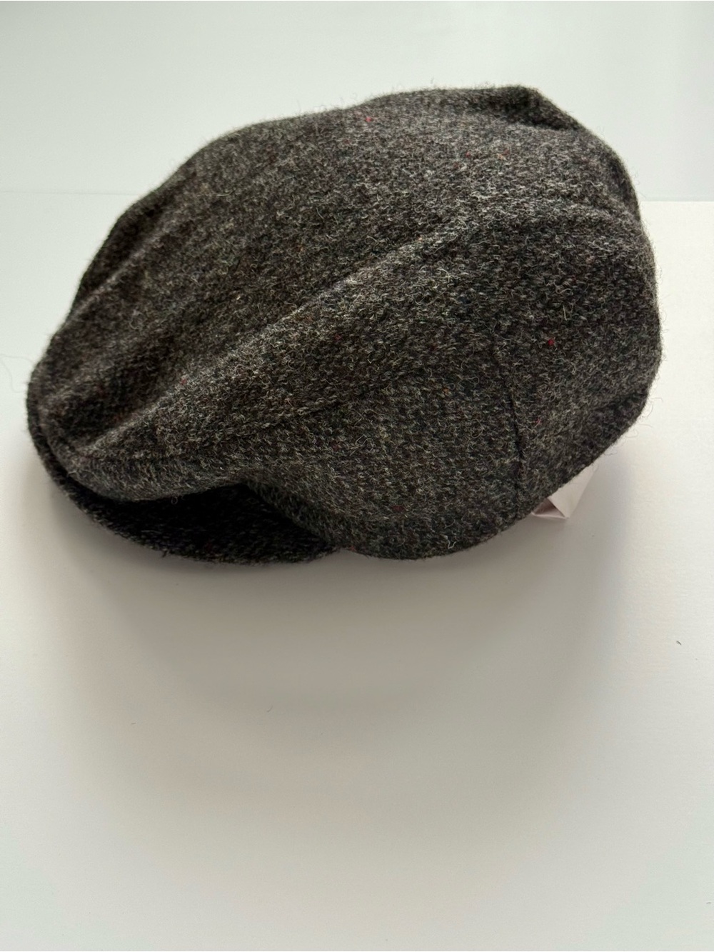 Vintage Gray Pure Wool Flat Cap Medium Harris Tweed Handwoven Made in USA